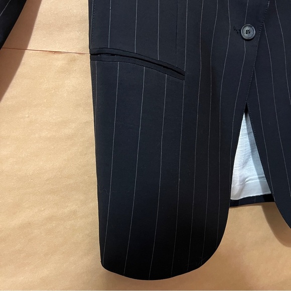 Smythe | 90's Blazer Oversized Black Pinstripe Jacket Single Button Size M - Picture 6 of 10